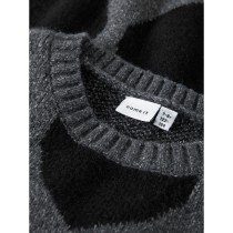 NAME IT Striktrøje Loose Brena Dark Grey Melange